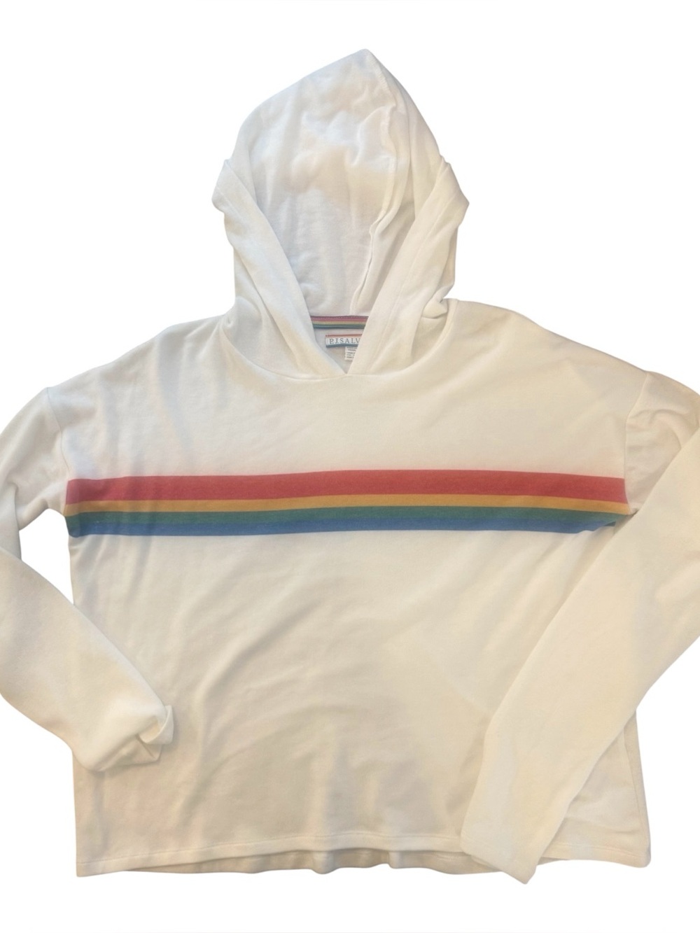 P.J. Salvage Rainbow Lounge Cream Hoodie Rainbow Stripe Women's Size Medium Soft